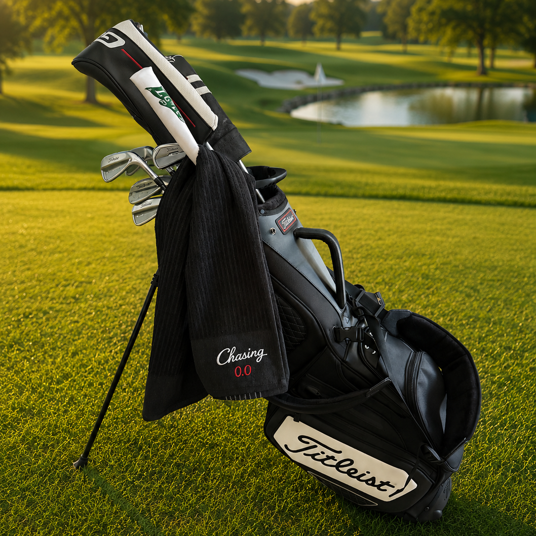 The Chasing 0.0 Caddy Towel (Black/White Stripe)