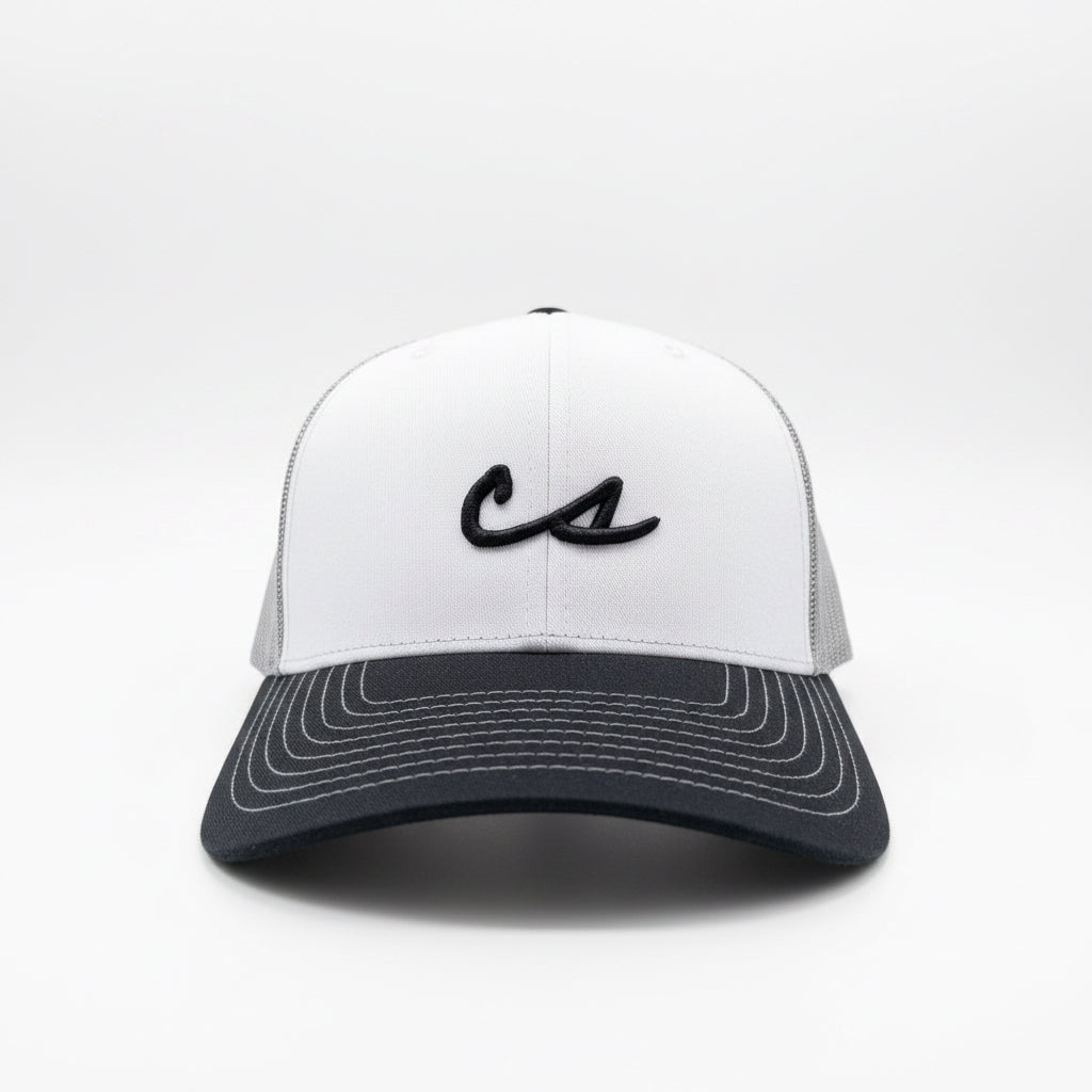 The Chalkboard Trucker Hat (White/Aluminum/Navy)
