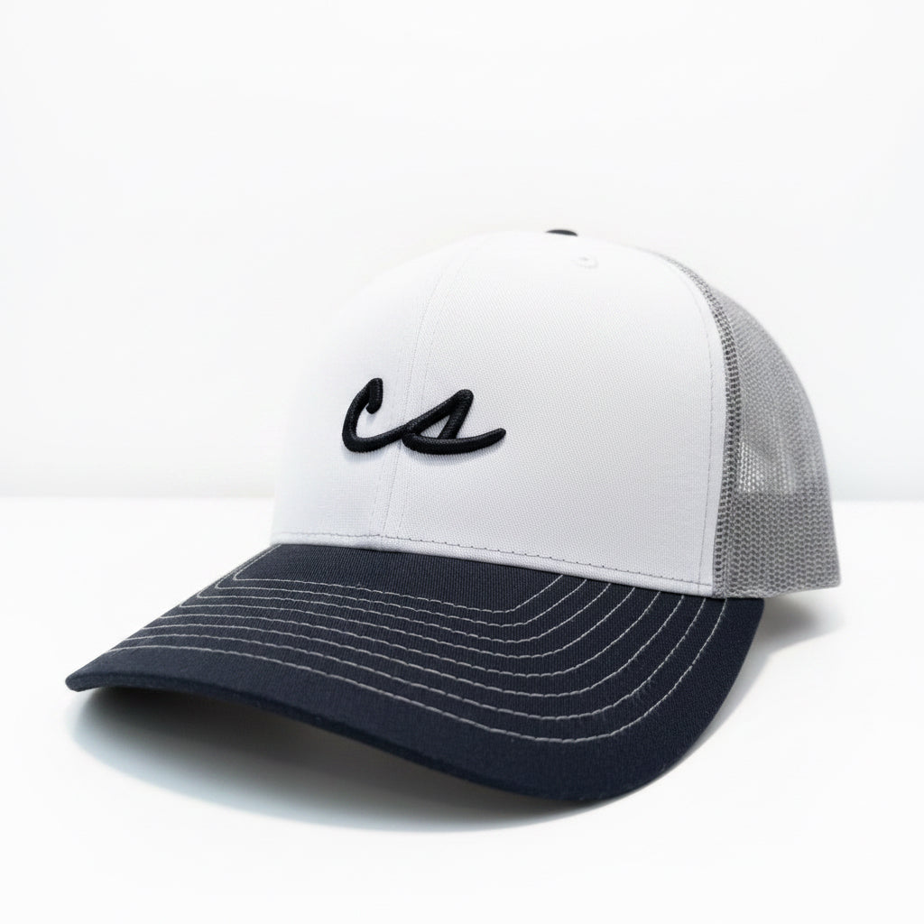 The Chalkboard Trucker Hat (White/Aluminum/Navy)
