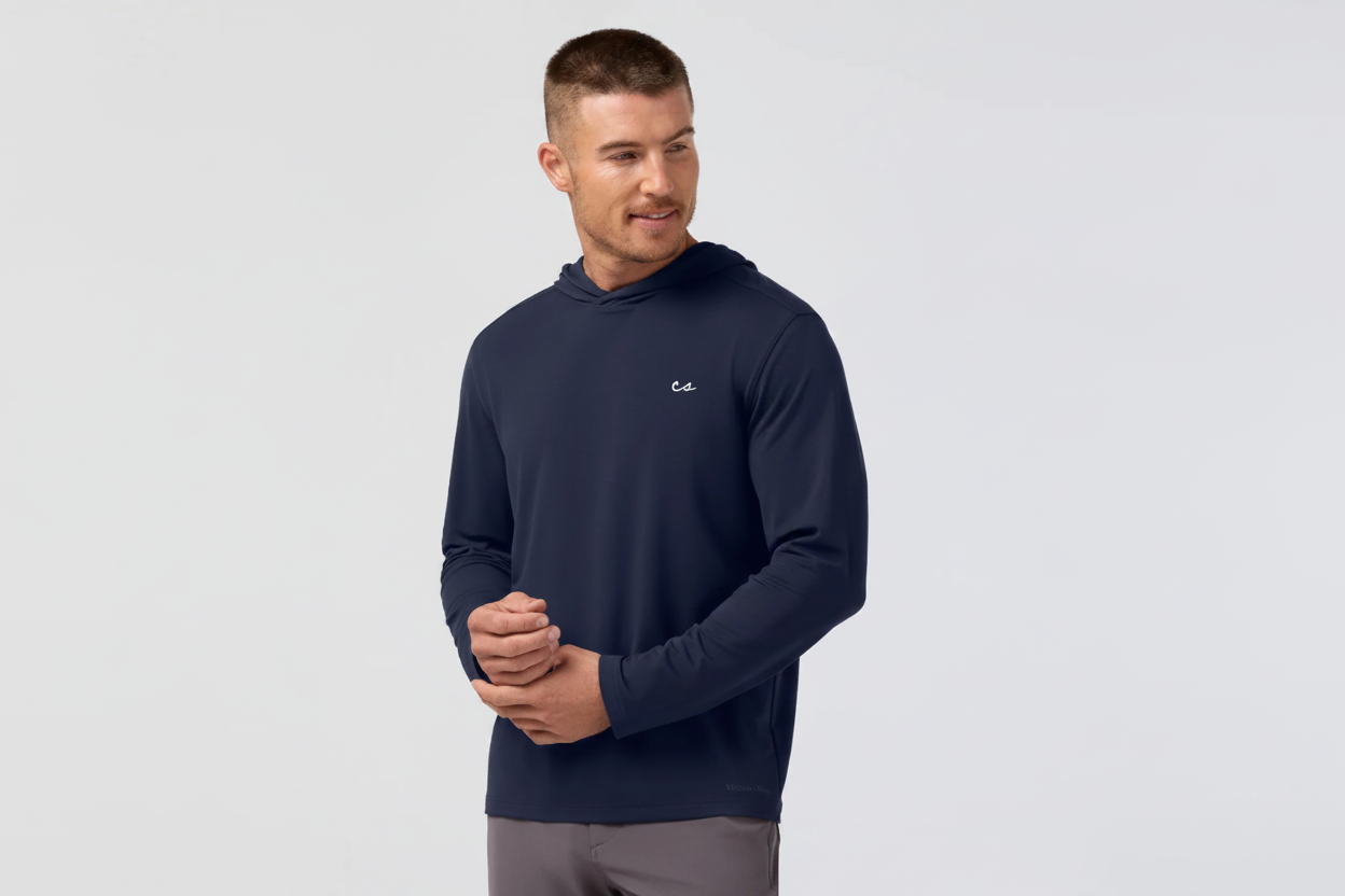 The Chalkboard Knox LS Hoodie by Mizzen+Main (Navy)