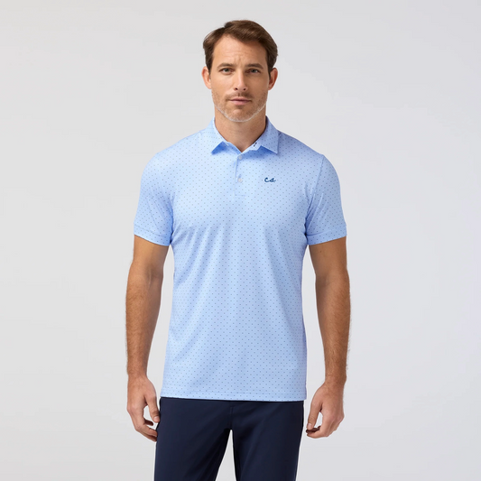 The Chalkboard Polo by Mizzen+Main (Cloud Blue Stacked Geo)